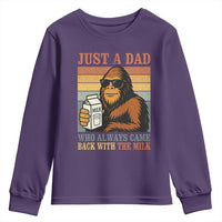 Funny Bigfoot Dad Youth Sweatshirt Just A Dad Who Always Came Back With The Milk Retro Father's Day - Wonder Print Shop