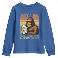 Funny Bigfoot Dad Youth Sweatshirt Just A Dad Who Always Came Back With The Milk Retro Father's Day - Wonder Print Shop