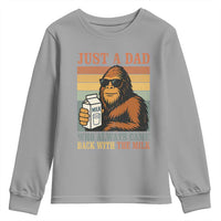 Funny Bigfoot Dad Youth Sweatshirt Just A Dad Who Always Came Back With The Milk Retro Father's Day - Wonder Print Shop