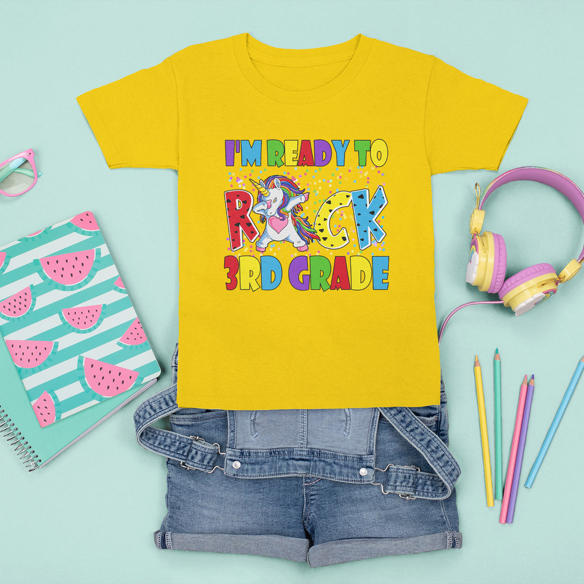 3rd Grade T Shirt For Kid I'm Ready To Rock Third Grade Student Back To School Unicorn - Wonder Print Shop