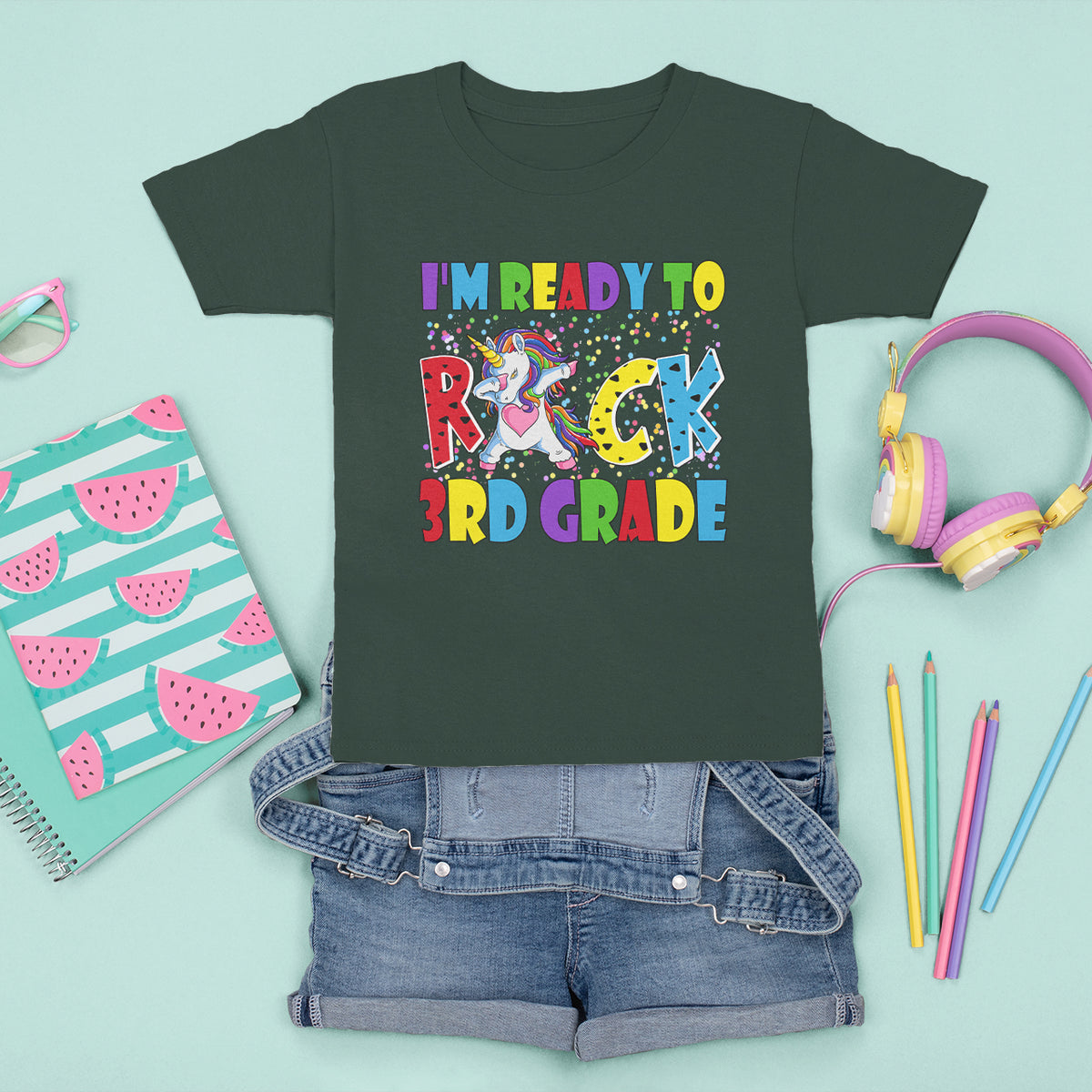 3rd Grade T Shirt For Kid I'm Ready To Rock Third Grade Student Back To School Unicorn - Wonder Print Shop