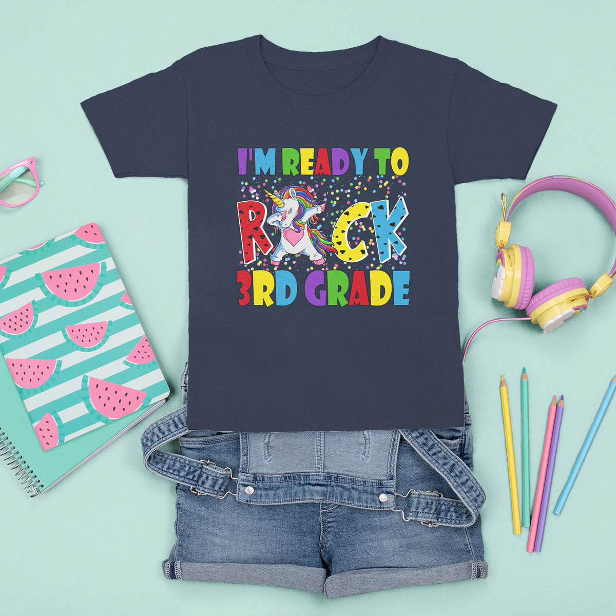 3rd Grade T Shirt For Kid I'm Ready To Rock Third Grade Student Back To School Unicorn - Wonder Print Shop
