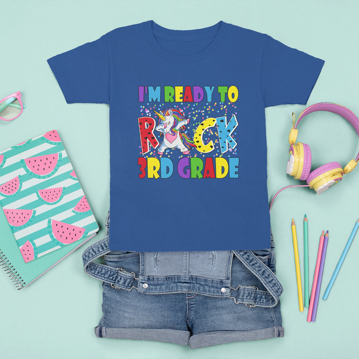 3rd Grade T Shirt For Kid I'm Ready To Rock Third Grade Student Back To School Unicorn - Wonder Print Shop