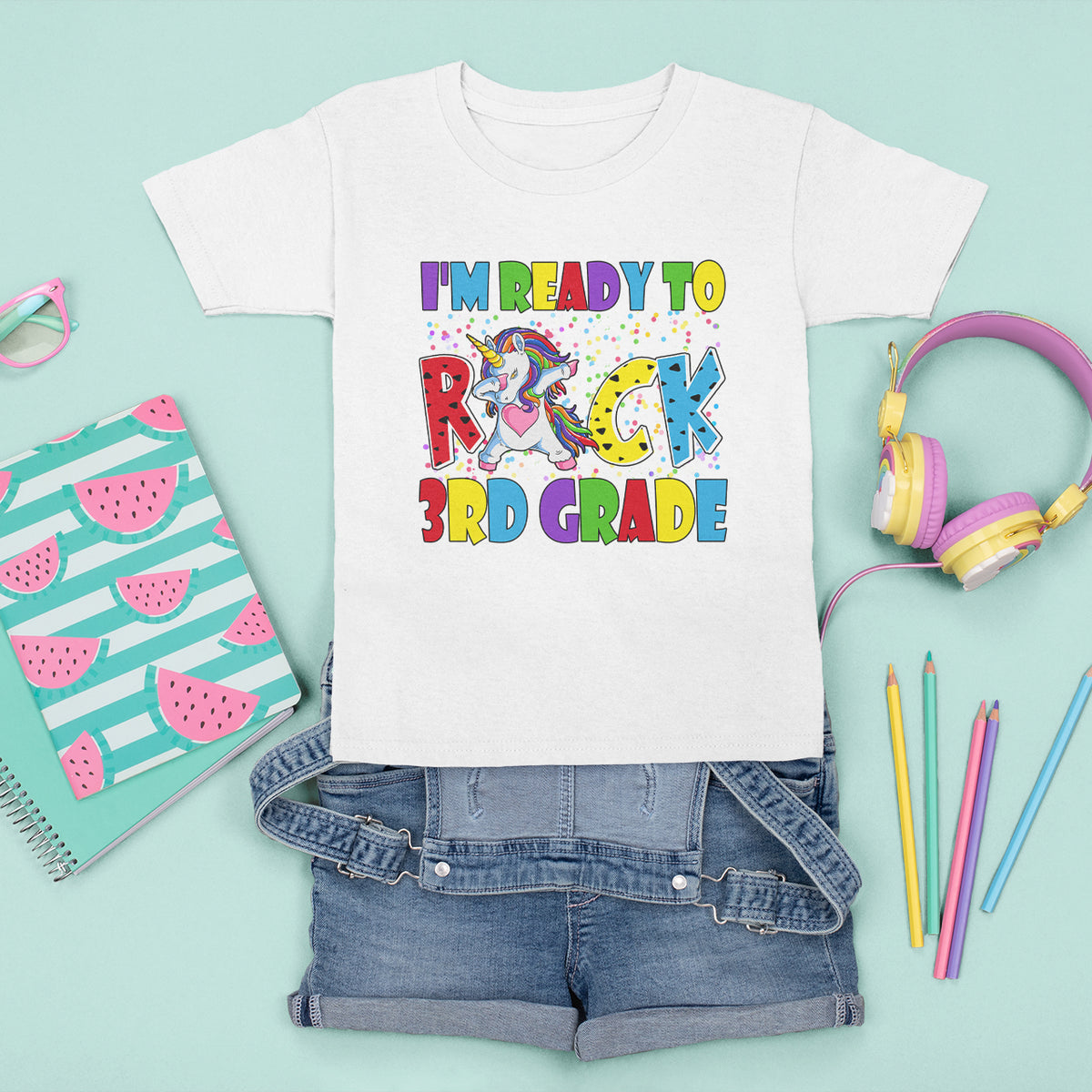 3rd Grade T Shirt For Kid I'm Ready To Rock Third Grade Student Back To School Unicorn - Wonder Print Shop