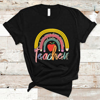 Teacher T Shirt Teacher Teach Love Inspire Rainbow Pencil Back To School - Wonder Print Shop