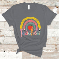 Teacher T Shirt Teacher Teach Love Inspire Rainbow Pencil Back To School - Wonder Print Shop