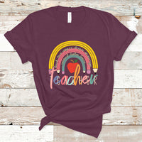 Teacher T Shirt Teacher Teach Love Inspire Rainbow Pencil Back To School - Wonder Print Shop
