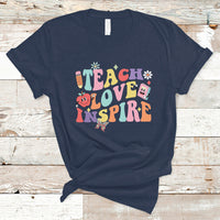 Teacher T Shirt Back To School Teach Love Inspire Retro Teachers Groovy - Wonder Print Shop