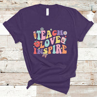 Teacher T Shirt Back To School Teach Love Inspire Retro Teachers Groovy - Wonder Print Shop
