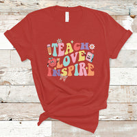 Teacher T Shirt Back To School Teach Love Inspire Retro Teachers Groovy - Wonder Print Shop