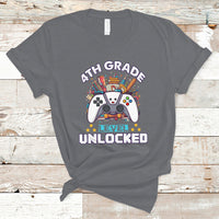 4th Grade T Shirt Fourth Level Unlocked Video Game Level Up Back To School - Wonder Print Shop