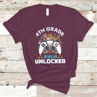 4th Grade T Shirt Fourth Level Unlocked Video Game Level Up Back To School - Wonder Print Shop