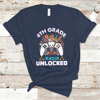 4th Grade T Shirt Fourth Level Unlocked Video Game Level Up Back To School - Wonder Print Shop