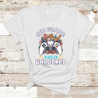 4th Grade T Shirt Fourth Level Unlocked Video Game Level Up Back To School - Wonder Print Shop