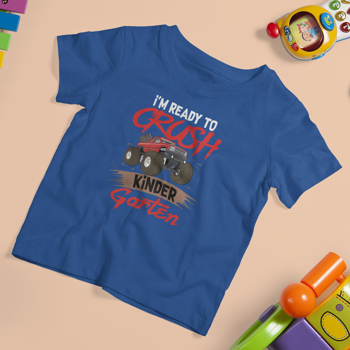 Crush Kindergarten  T Shirt For Kid Monster Truck I'm Ready First Day Back To School - Wonder Print Shop