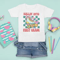 1st Grade T Shirt For Kid Rolling Into First Grade Roller Skate Back To School Girls - Wonder Print Shop