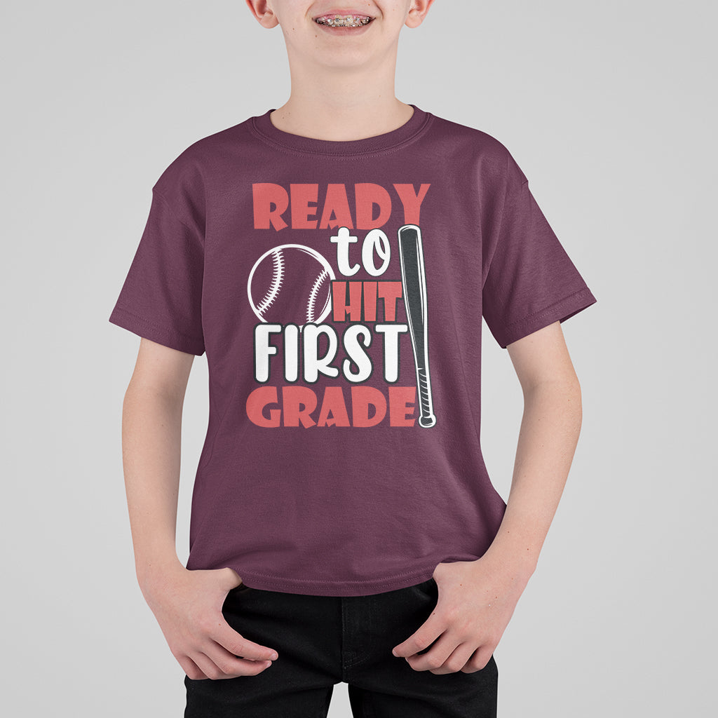 1st Grade T Shirt For Kid Ready To Hit First Grade Baseball Lovers - Wonder Print Shop