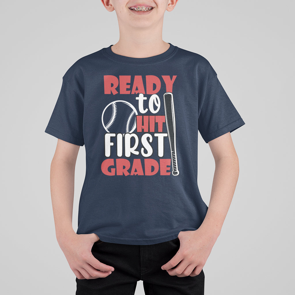 1st Grade T Shirt For Kid Ready To Hit First Grade Baseball Lovers - Wonder Print Shop