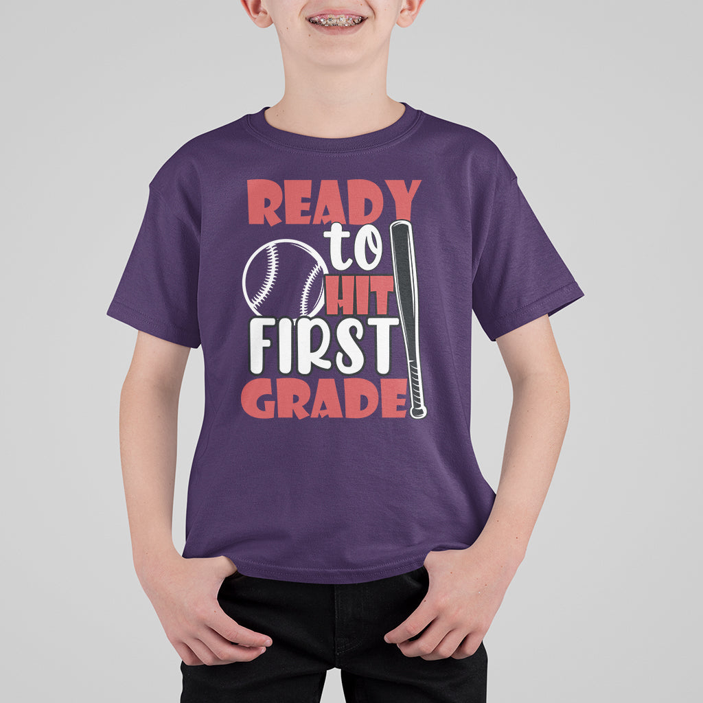 1st Grade T Shirt For Kid Ready To Hit First Grade Baseball Lovers - Wonder Print Shop