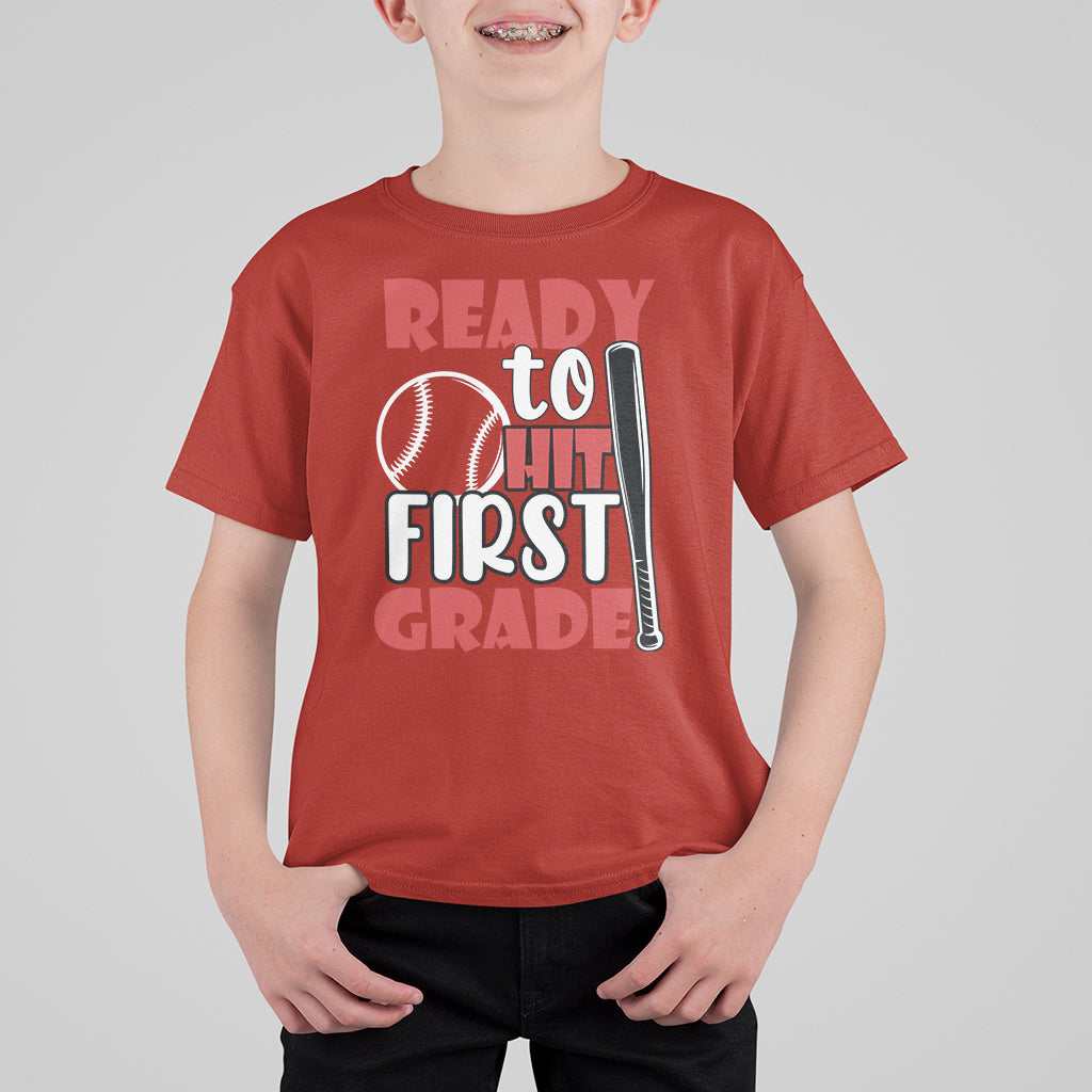 1st Grade T Shirt For Kid Ready To Hit First Grade Baseball Lovers - Wonder Print Shop