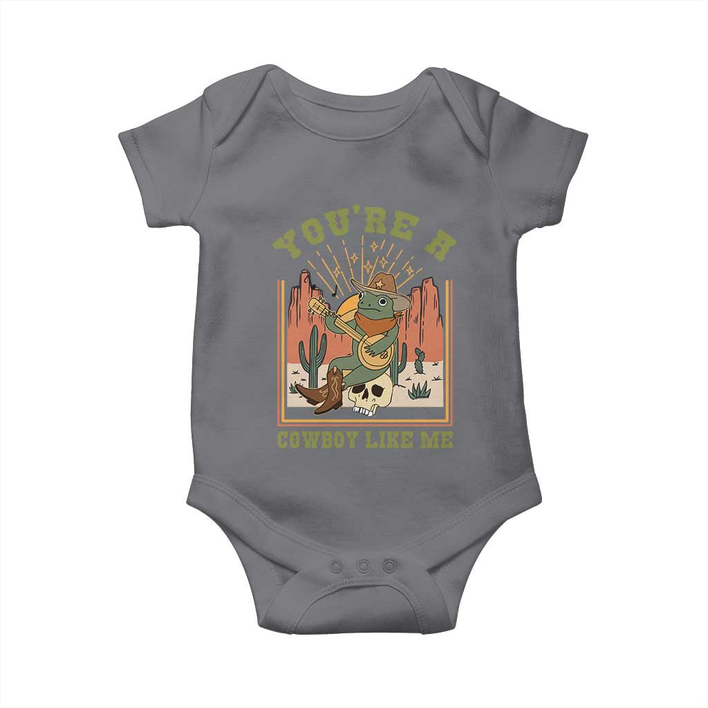 Cottagecore Aesthetic Frog Baby Onesie You're A Cowboy Like Me Playing Banjo Western Style