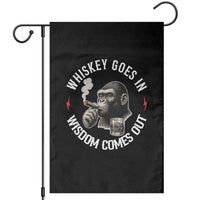 Funny Gorilla Whiskey Goes In Wisdom Comes Out Garden Flag Cigarette and Drinking Addict Humor