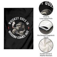 Funny Gorilla Whiskey Goes In Wisdom Comes Out Garden Flag Cigarette and Drinking Addict Humor