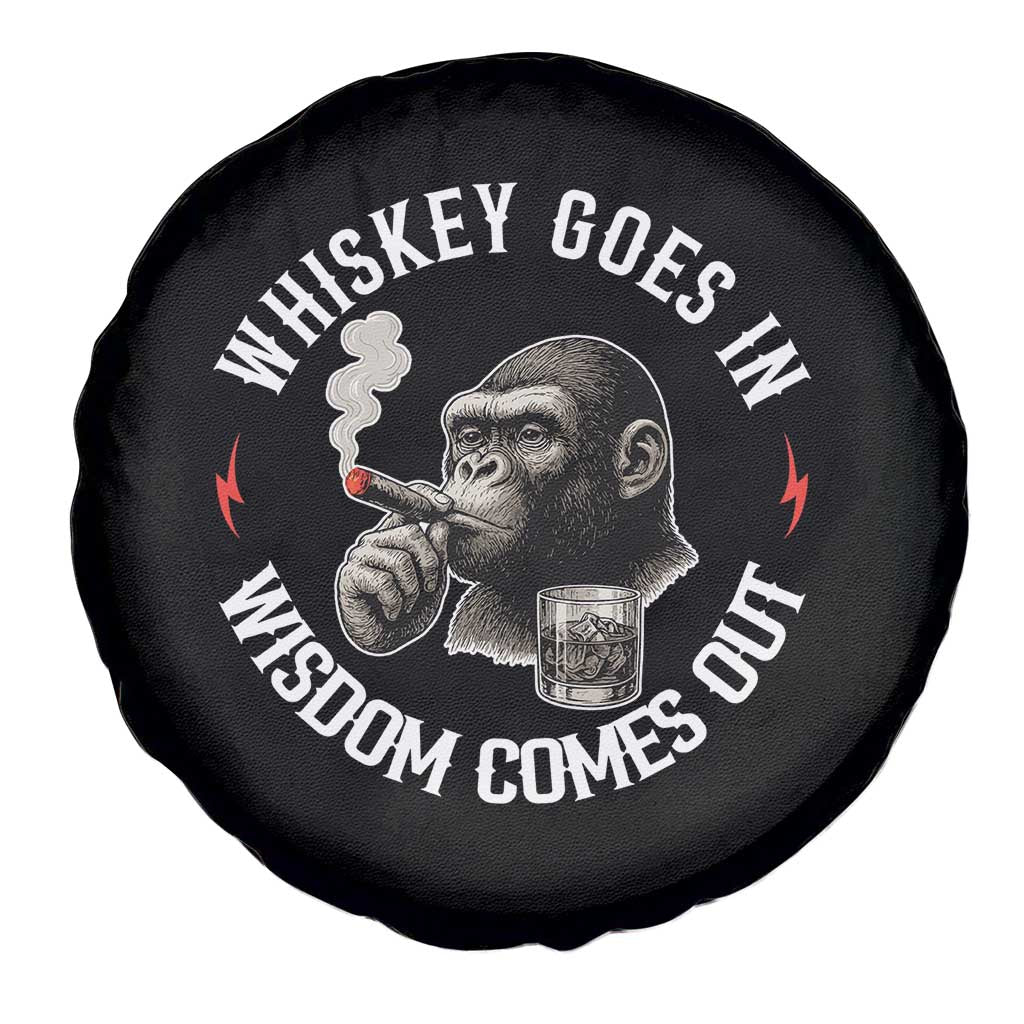 Funny Gorilla Whiskey Goes In Wisdom Comes Out Spare Tire Cover Cigarette and Drinking Addict Humor