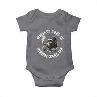 Funny Gorilla Whiskey Goes In Wisdom Comes Out Baby Onesie Cigarette and Drinking Addict Humor