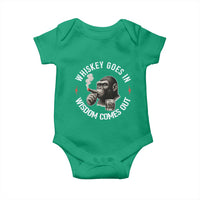 Funny Gorilla Whiskey Goes In Wisdom Comes Out Baby Onesie Cigarette and Drinking Addict Humor