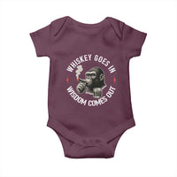 Funny Gorilla Whiskey Goes In Wisdom Comes Out Baby Onesie Cigarette and Drinking Addict Humor