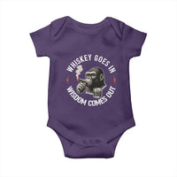 Funny Gorilla Whiskey Goes In Wisdom Comes Out Baby Onesie Cigarette and Drinking Addict Humor