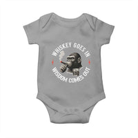 Funny Gorilla Whiskey Goes In Wisdom Comes Out Baby Onesie Cigarette and Drinking Addict Humor
