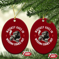 Funny Gorilla Whiskey Goes In Wisdom Comes Out Ceramic Ornament Cigarette and Drinking Addict Humor