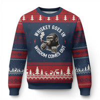 Funny Gorilla Whiskey Goes In Wisdom Comes Out Ugly Christmas Sweater Cigarette and Drinking Addict Humor