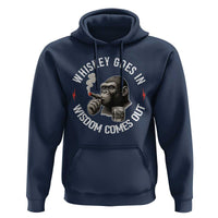 Funny Gorilla Whiskey Goes In Wisdom Comes Out Hoodie Cigarette and Drinking Addict Humor