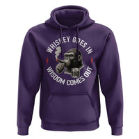 Funny Gorilla Whiskey Goes In Wisdom Comes Out Hoodie Cigarette and Drinking Addict Humor