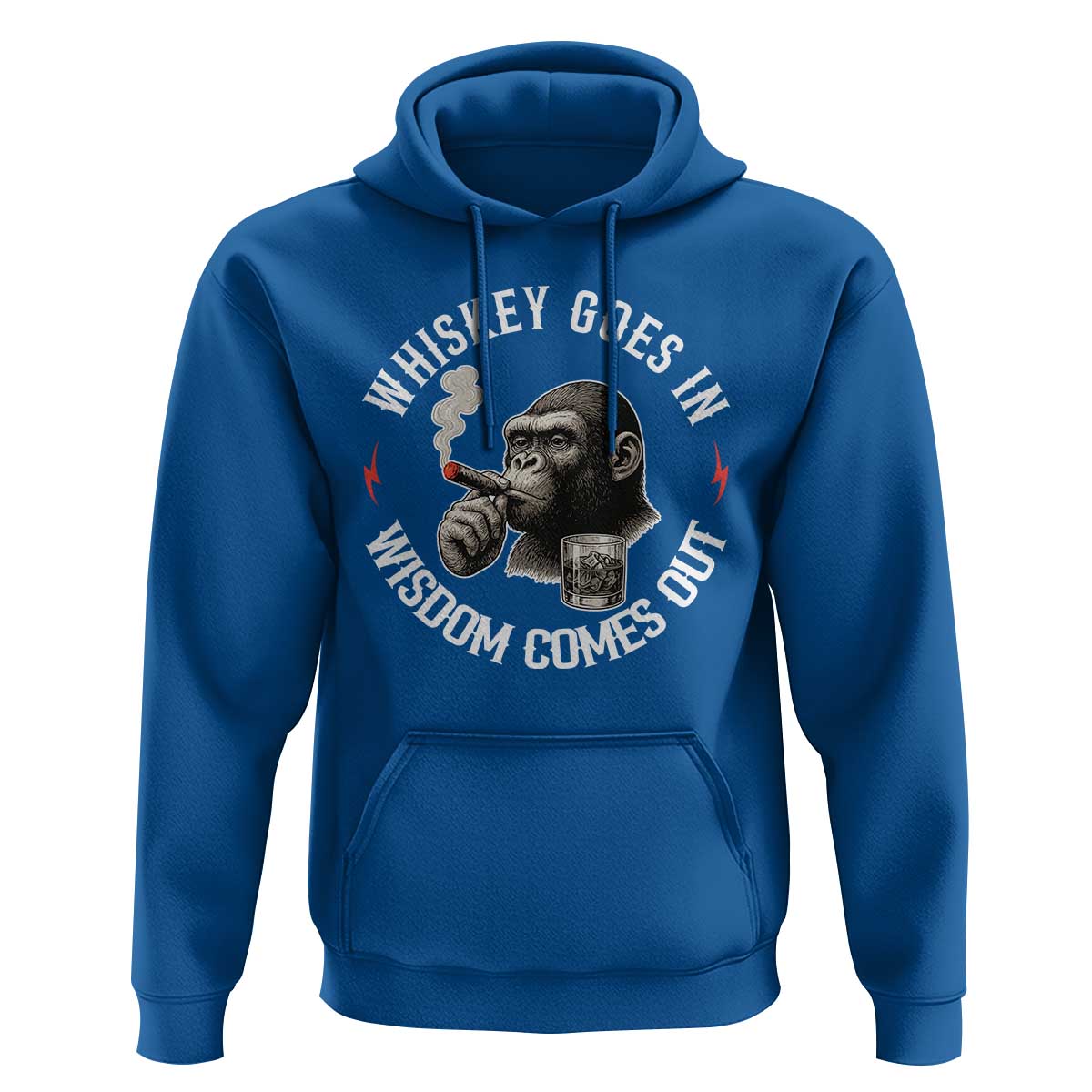 Funny Gorilla Whiskey Goes In Wisdom Comes Out Hoodie Cigarette and Drinking Addict Humor
