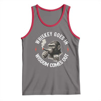 Funny Gorilla Whiskey Goes In Wisdom Comes Out Tank Top Cigarette and Drinking Addict Humor