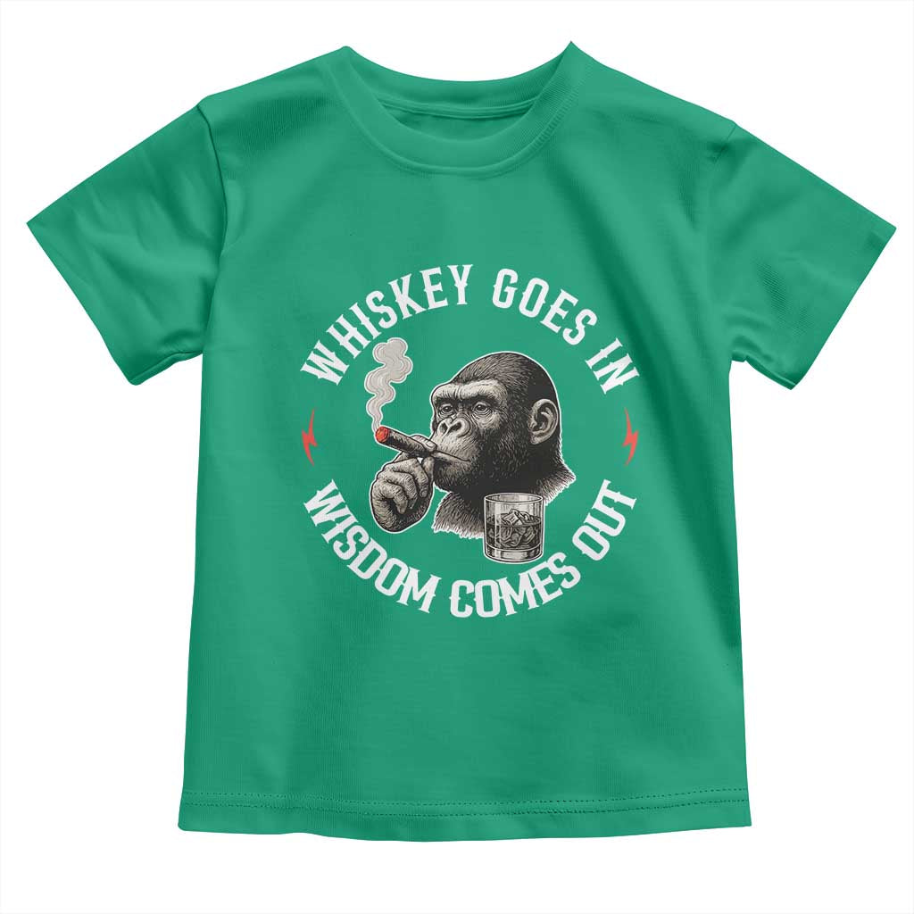 Funny Gorilla Whiskey Goes In Wisdom Comes Out Toddler T Shirt Cigarette and Drinking Addict Humor