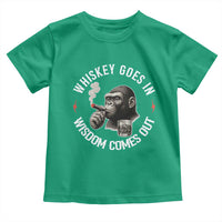 Funny Gorilla Whiskey Goes In Wisdom Comes Out Toddler T Shirt Cigarette and Drinking Addict Humor