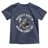 Funny Gorilla Whiskey Goes In Wisdom Comes Out Toddler T Shirt Cigarette and Drinking Addict Humor