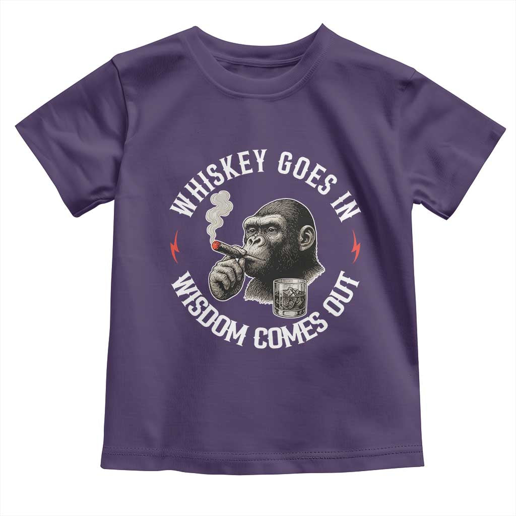 Funny Gorilla Whiskey Goes In Wisdom Comes Out Toddler T Shirt Cigarette and Drinking Addict Humor