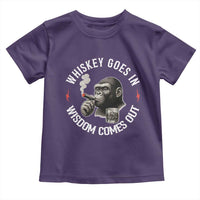 Funny Gorilla Whiskey Goes In Wisdom Comes Out Toddler T Shirt Cigarette and Drinking Addict Humor