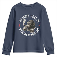 Funny Gorilla Whiskey Goes In Wisdom Comes Out Youth Sweatshirt Cigarette and Drinking Addict Humor