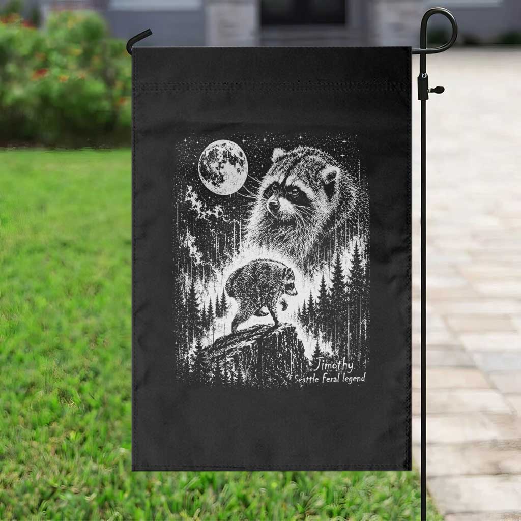 Jimothy Three Raccoon Moon Parody Wildlife Graphic Garden Flag Vintage Seattle Feral Legend Trash Panda Meme