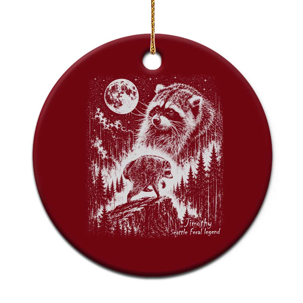 Jimothy Three Raccoon Moon Parody Wildlife Graphic Ceramic Ornament Vintage Seattle Feral Legend Trash Panda Meme