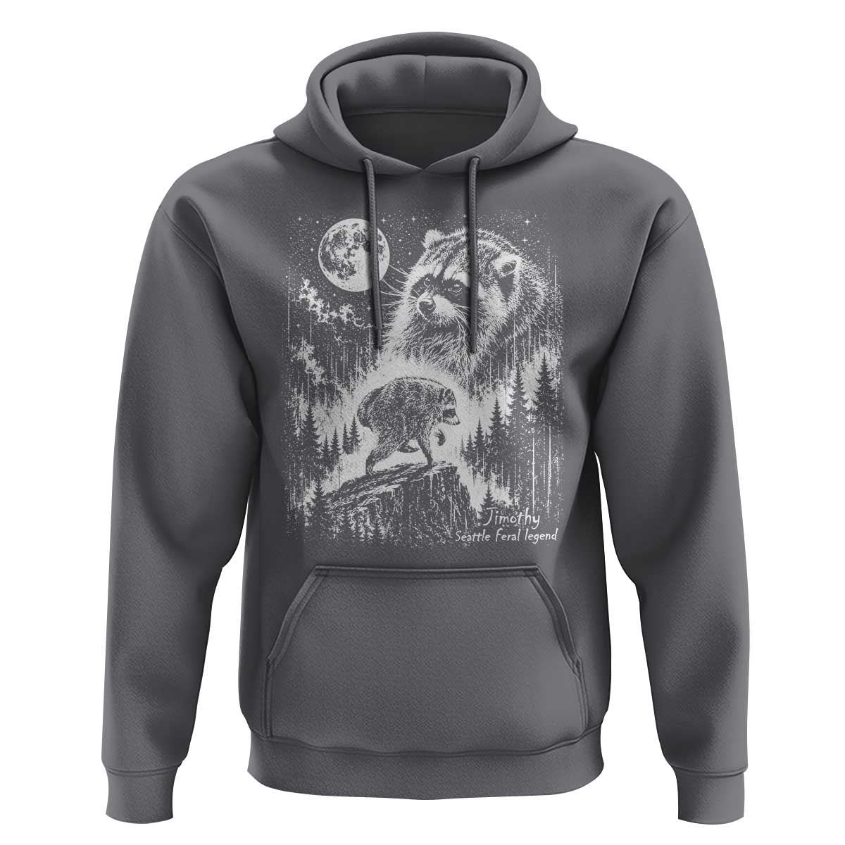 Jimothy Three Raccoon Moon Parody Wildlife Graphic Hoodie Vintage Seattle Feral Legend Trash Panda Meme