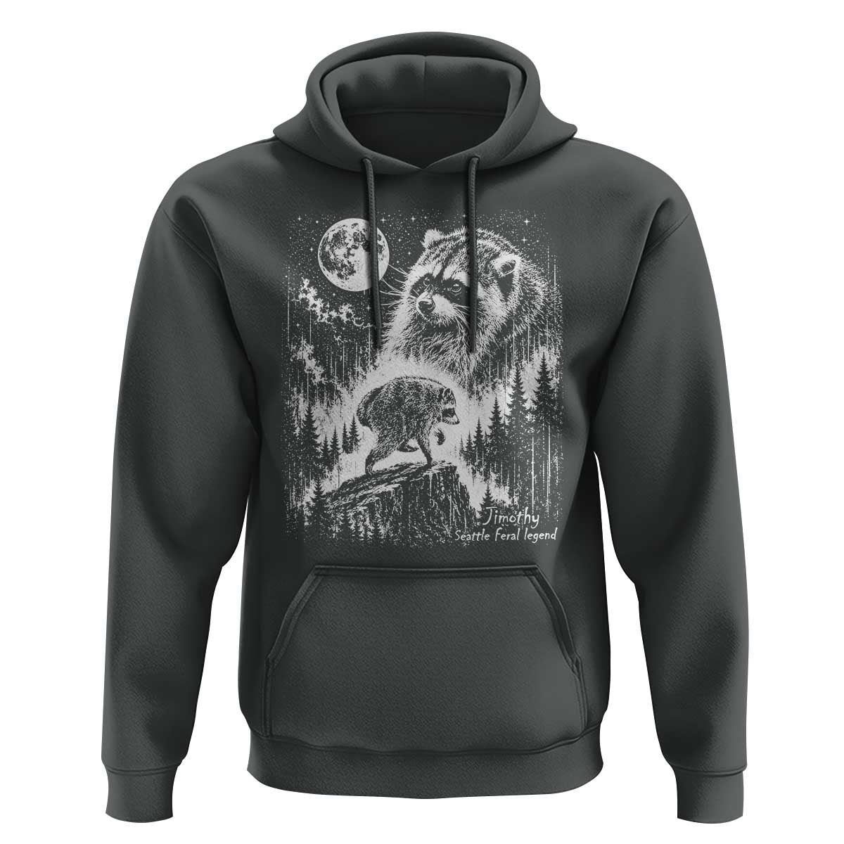 Jimothy Three Raccoon Moon Parody Wildlife Graphic Hoodie Vintage Seattle Feral Legend Trash Panda Meme