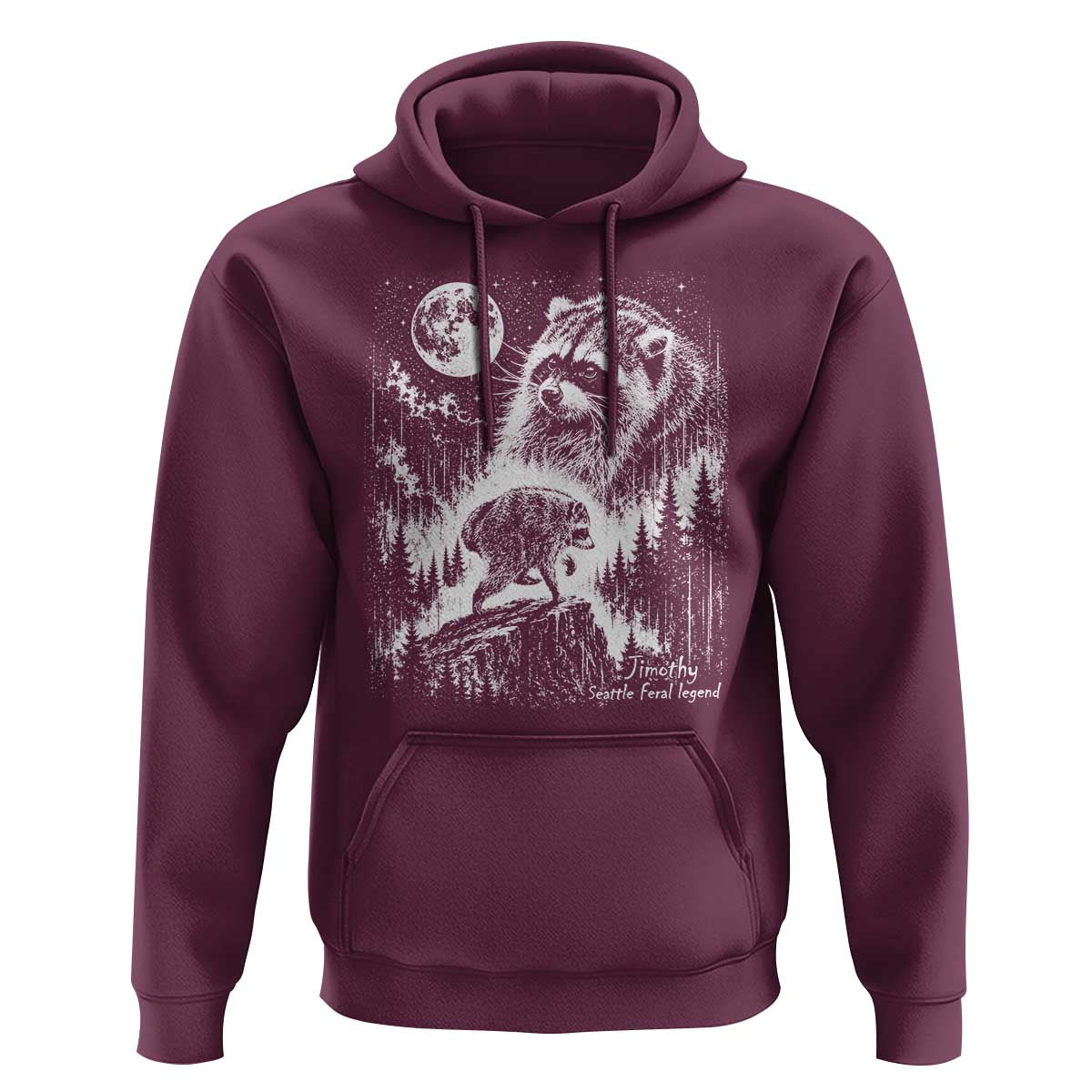 Jimothy Three Raccoon Moon Parody Wildlife Graphic Hoodie Vintage Seattle Feral Legend Trash Panda Meme